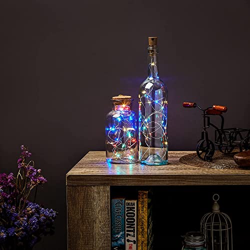 Amazon Brand – Solimo Wine-Bottle String Lights, Copper Wire, Battery-Operated, 2 M (Multicolour, 20
