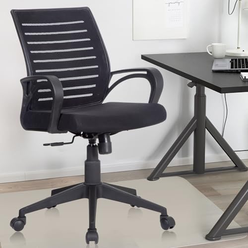 ASTRIDE Ace Mid Back Office Chair for Work from Home/Study Chair/Revolving Chair [Heavy Duty Nylon Base, Black]