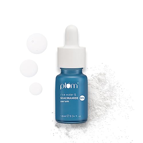 Plum 10% Niacinamide Face Serum | with Rice Water & Squalane| Brightens Skin | Clears Blemishes | Suits All Skin Types | Fragrance-Free | 10 ml