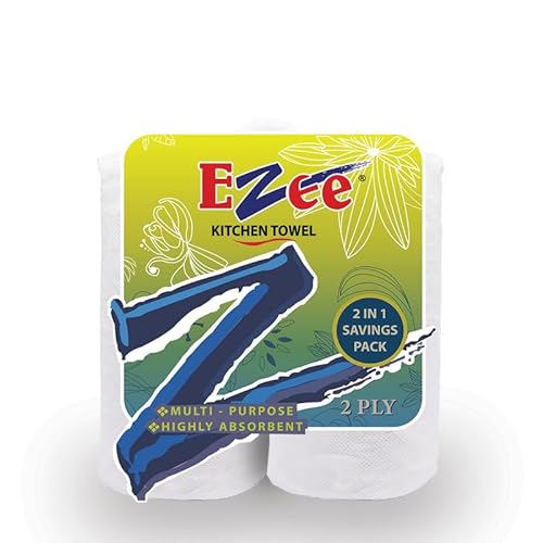 Ezee Kitchen Tissue/Paper Towel Roll – 2 Rolls (60 Pulls Per Roll, 120 Sheets)