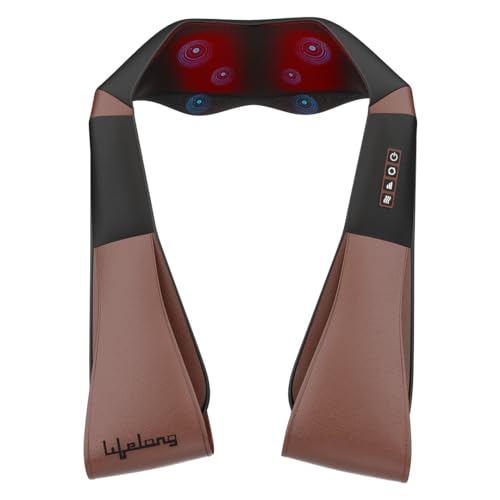 Lifelong LLM495 Neck Massager with Electric Heat Therapy Neck, Shoulder and Back Massager for pain and stress relief|Free Carry Bag