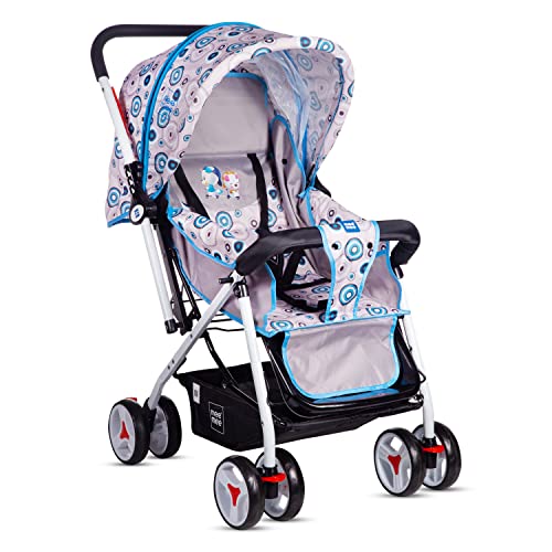 Mee Mee Advanced Baby Pram with Shock absorbers | Rotational Wheels | Multiple Seating Positions | Stroller for 0 to 3 Years Baby (Blue)