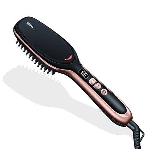 Beurer HS 60 hair straightening brush 45 watt with Variable temperature settings (120-200°C) for personalised use with every hair type | Ceramic coating | Ion technology | 3 years Warranty, Black