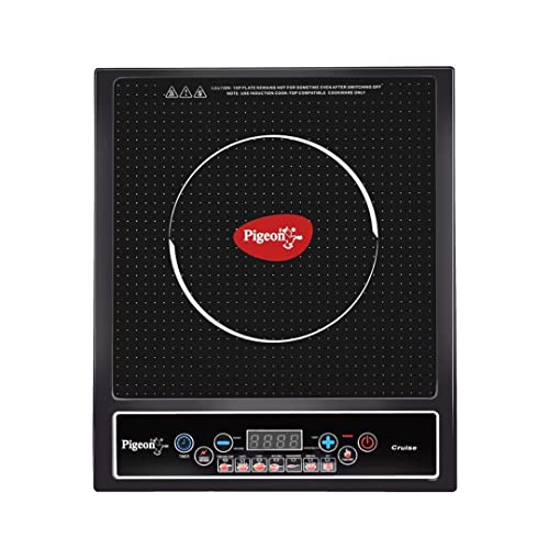 Pigeon by Stovekraft Cruise 1800 watt Induction Cooktop With Crystal Glass,7 Segments LED Display, Auto Switch Off – Black