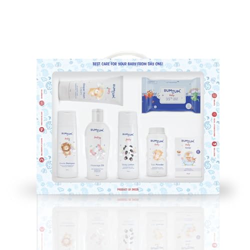 BUMTUM Baby Gift Pack | Skin & Hair Care Products Gift Box | Newborn Baby Essentials | New Born Baby Gifts | Baby Shower Gift | Combo Pack of 7