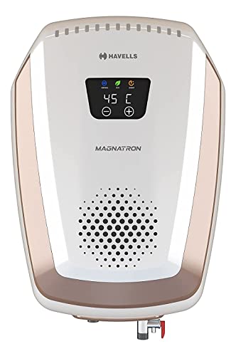Havells Magnatron 25 Litre “India’s first Water Heater having NO HEATING ELEMENT with No Scaling” Storage Water Heater (White Champagne Gold), Wall Mounting