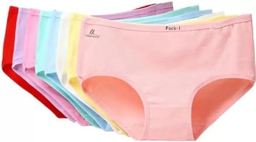 LOURYN KOULYN® Women Cotton Blend Inner Elastics Briefs/Hipster Panties Comfy Fit Trendy Panties Anti Bacterial, Flexi Stretch, Quick (Pack of 6) Multicolour (XL, Pack-1)
