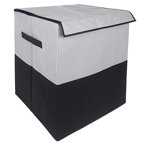 GLUN® Rectangle Foldable Laundry Bag Capacity of 75 Ltr Grey and Black (Black)