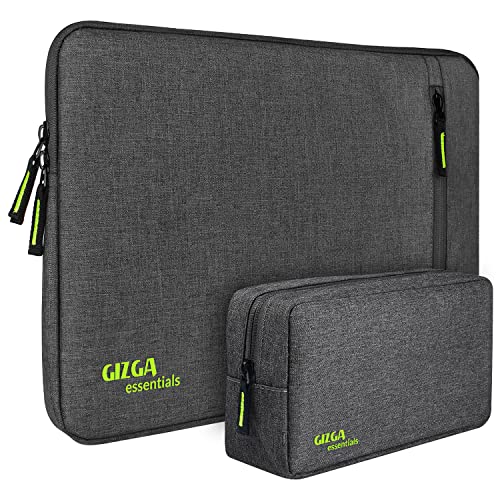 Gizga Essentials Laptop Bag Sleeve Case Cover Pouch for 15.6 Inch Laptop for Men & Women, Padded Laptop Compartment, Free Accessories Pouch, Premium Zipper Closure, Water Repellent Nylon Fabric, Grey
