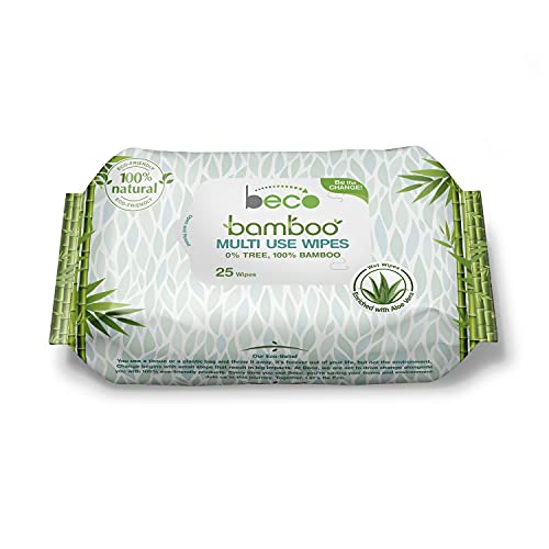 Beco Bamboo Aloe Vera Wet Wipes, 25 Pulls Each, Pack of 1, 100% Natural & Eco-Friendly