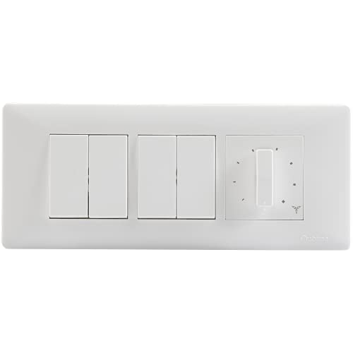 Havells Crabtree Anti Viral Switch (Athena) Combo of 6 M Plate, 10 AX Switch & 2M Fan Regulator, White (Kit 8)