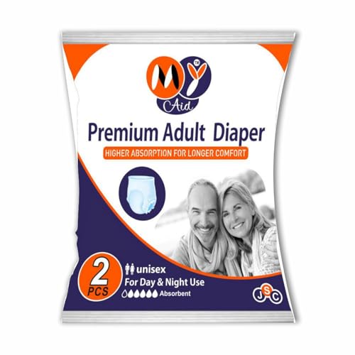 MYAID Unisex Premium Adult Diaper X-Large Size. Pant Style. Higher Absorption & Longer Comfort – XL Size (2 Pc) – Pack of 1