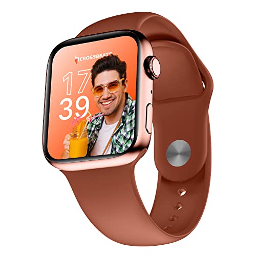 CrossBeats Ignite Cube 1.9″ HD Screen Bluetooth Calling Smartwatch Rotating Crown, 60Hz Refresh Rate, 550 NITS,100+ Watch Faces, Sports Mode, Built in Speaker & Mic,HR SpO2 BP Monitor (Gold)