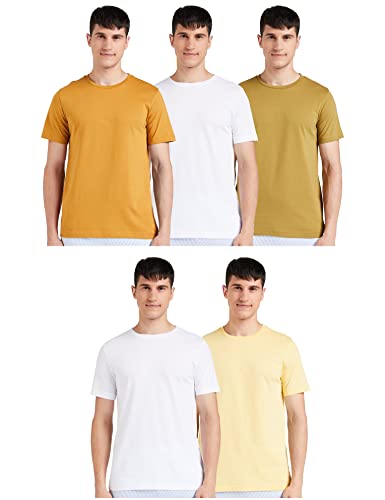 Amazon Brand – Symbol Men’s Solid Regular Fit T-Shirt (Pack of 5) (AW17PLPO5-5_Multicolor17 S)