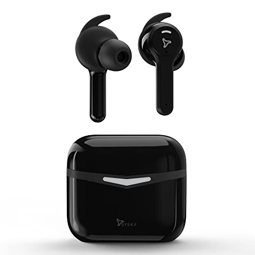 SYSKA Sonic Buds IEB900 Earbuds with 50Hr Play Time, auto ENc Tech, Low Latency, IPX4, 13mm Drivers for Deep Bass, Type-C Charging (Jade Black, True Wireless)