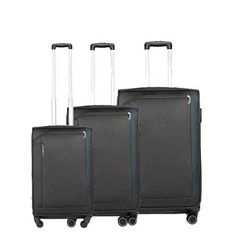 Nasher Miles Dallas Expander Soft-Sided Polyester Luggage Set of 3 Grey Trolley Bags (55, 65 & 75 cm)