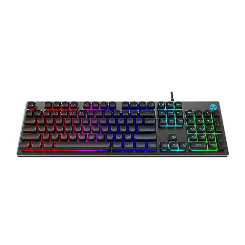 HP K500F Backlit Membrane Wired Gaming Keyboard with Mixed Color Lighting, Metal Panel with Logo Lighting, 26 Anti-Ghosting Keys, and Windows Lock Key / 3 Years Warranty(7ZZ97AA)
