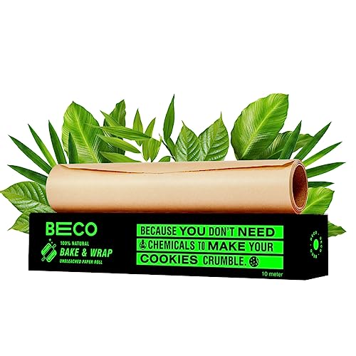 Beco Eco-Friendly Baking & Wrapping Paper, 10 Meter Roll, Pack of 1, 100% Bamboo Pulp & Chemical Free Parchment Paper