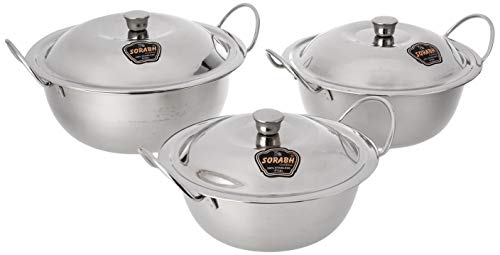 Sorabh 28GRDP-3S Stainless Steel German Dish 28g Small for Home (Set of 3)