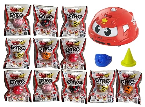 MONKEYTAIL Gyro Spinning Cars | Set of 12 Car Sets | Battle Games Race, Spin, Stack, Perform Tricks Spinning Top Toy Birthday Return Gifts for Kids of All Ages
