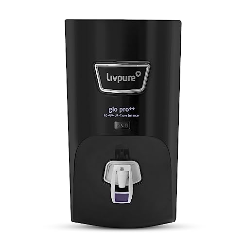 Livpure GLO PRO++ RO+UV+UF+Taste Enhancer, Water Purifier for Home – 7 L Storage, Suitable for Borewell, Tanker, Municipal Water (Black)