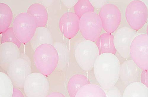 AMFIN® (Pack of 25) 10 inch Metallic Balloons Pink and White for Birthday Decoration, Decoration for Weddings, Engagement, Baby Shower, Anniversary Party, Theme – Pink & White