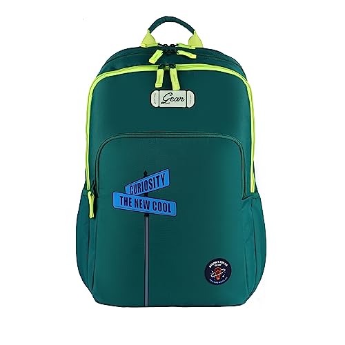 Gear Ambition 37L Large Water Resistant School Bag/Casual Backpack/Daypack/Kids Bag/College Bag for Boys/Girls/Men/Women (Green-Fluroscent Yellow)