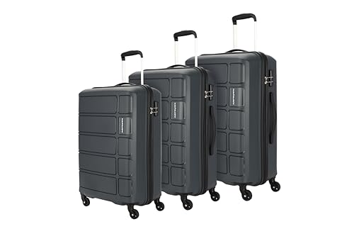 kamiliant by American Tourister Harrier 3 Pc Set 56 cms, 68 cms & 78 cms- Small, Medium & Large Polypropylene (PP) Hard Sided 4 Wheels Spinner Luggage Set/Suitcase Set/Trolley Bag Set (Iron Grey)