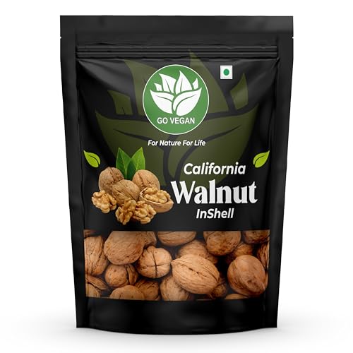 Go Vegan Natural Raw Walnut Inshells Sabut Akrot High in Protein & Iron Walnuts with shell (1 Kg)