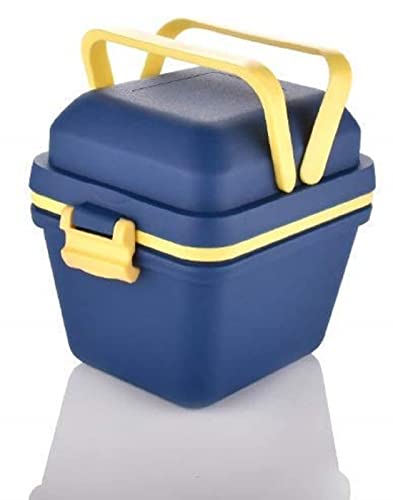 Tosaa Plastic Dieting Airtight Lunch/Tiffin Box Set 3 Compartment Tiffin with Handle & Push Lock for Travelling, School Kids & Office Exclusive,Blue (14 x 12 x 14 cm)