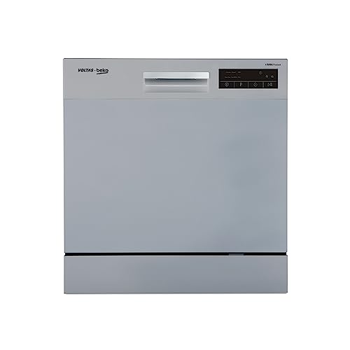 Voltas Beko 8 Place Settings Table Top Dishwasher (DT8S, Silver, Inbuilt Heater), Free 1 Year Extended warranty