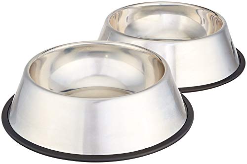 Nootie Stainless Steel Dog Bowl Large, Large, 900 milliL (Set of 2) (Silver)