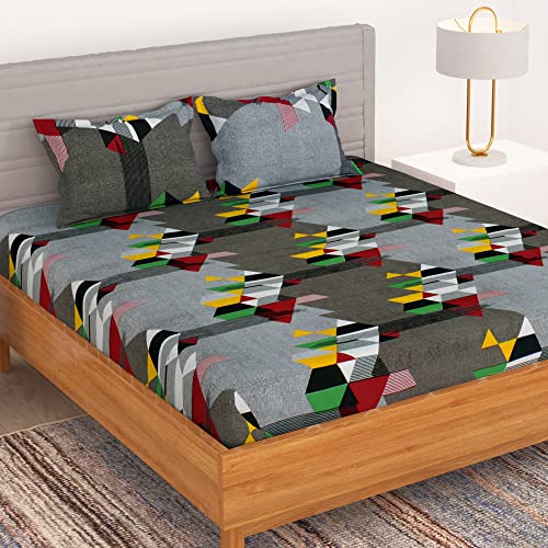 BEDSPUN 150 TC Microfiber 1 U Double Size Bed Sheet with 2 Pillow Covers (220 X 225 cm or 86 X 88 inch), Gray