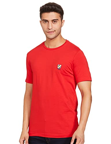 Amazon Brand – House & Shields Men’s Solid Regular T-Shirt (SS19-HSE-03b_Red-White L)