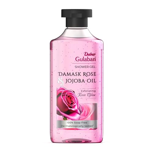 Dabur Gulabari Shower Gel – Damask Rose & Jojoba Oil – 250ml | Exfoliating Rose Glow| Beautiful Damask Rose Fragrance| 100% Soap free Body wash