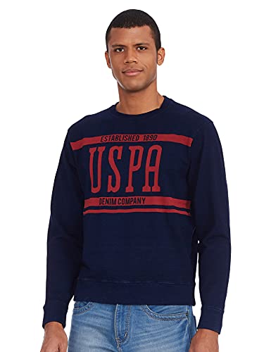 Red Tape Men’s Cotton Round Neck Sweater (RFW0094_Navy White_M_Navy White_M)