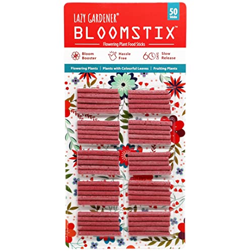 Lazy Gardener Plant Food Bloomstix Fertilizer Sticks | BloomStix for all flowering plants | Bloom-Booster & Slow-Release Sticks Fertilizers For Plants Home Garden 50 Sticks