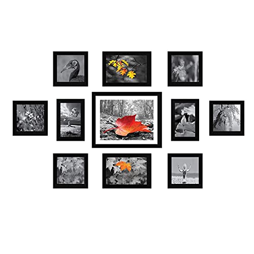 Amazon Brand – Solimo Collage Set of 11 Black Photo Frames ( 4 x 6 Inch – 2 & 5 X 5 Inch – 6, 5 X 7 inch – 2 & 8 X 10 inch – 1 ), Rectangular, Synthetic, Tabletop