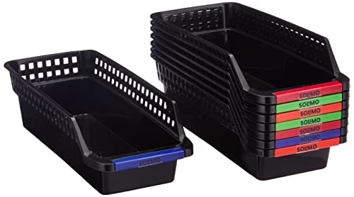Amazon Brand – Solimo Storage Bins with Handle for Stationery and Beauty Products (Set of 8, Brown)