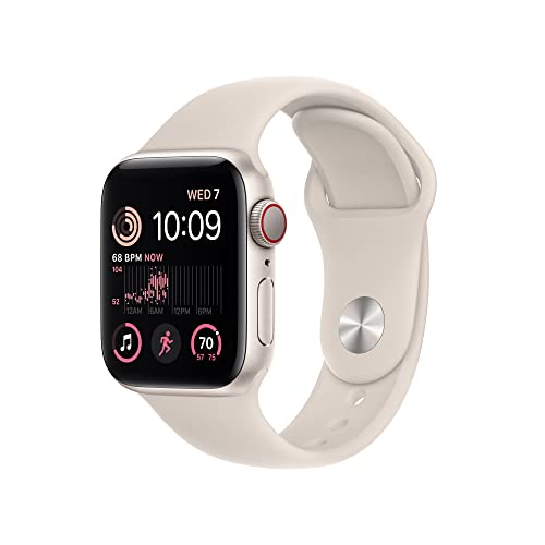 Apple Watch SE (2nd Gen)[GPS + Cellular 40 mm]smart watch w/Starlight Aluminium Case & Starlight Sport Band Fitness & Sleep Tracker, Crash Detection, Heart Rate Monitor, Retina Display,Water Resistant