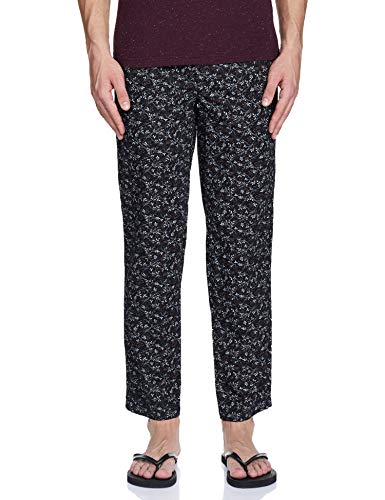 Diverse Men’s Cotton Printed Pajama Bottom Pack of 2 (DCMLPCMRC19L35-36-S_Black & Maroon_Small)