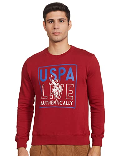 U.S. POLO ASSN. Men’s Cotton Turtle Neck Hooded Sweatshirt (USSWS0201_Red_M)