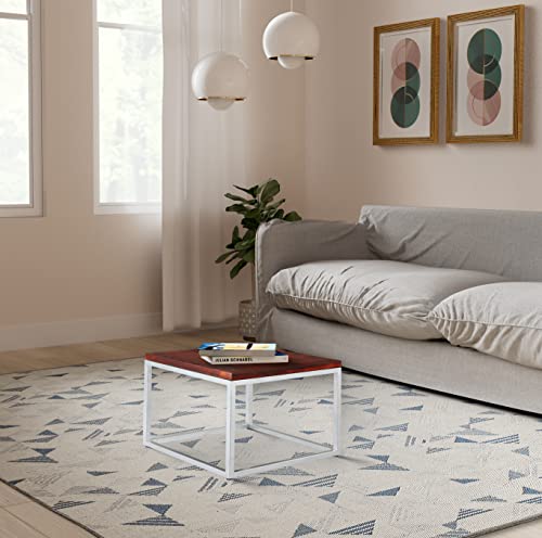 Amazon Brand – Solimo Reveston Square Coffee Table(Solid Acacia Wood and Iron, Honey Finish)
