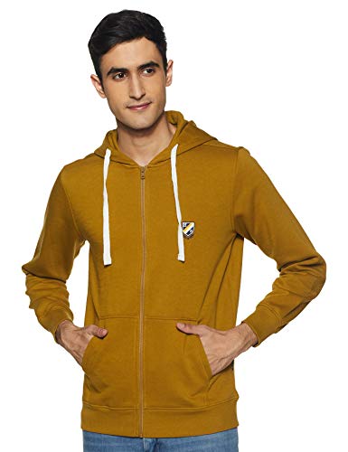 Amazon Brand – House & Shields Men’s Cotton Blend Neck Hooded Sweatshirt (HSS-23_Ecru Olive_M)