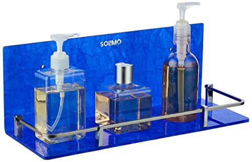 Amazon Brand – Solimo Premium Acrylic Glass Wall-Mount Rack, for Multipurpose use in Bathroom and Kitchen- 1 PC (Blue, 15 x 5.5 Inches, 1 Pc)