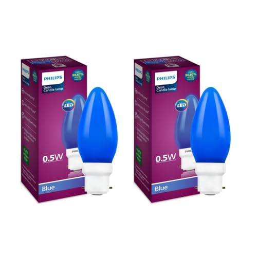PHILIPS LED Deco Blue 0.5W Glass Candle (Pack of 2)