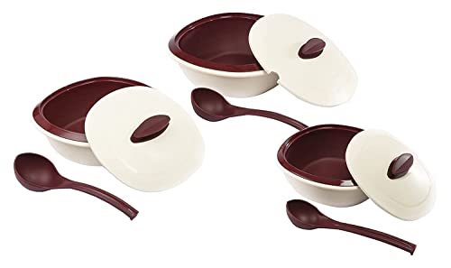 Signoraware Plastic Casserole Set, 6-Pieces, Maroon