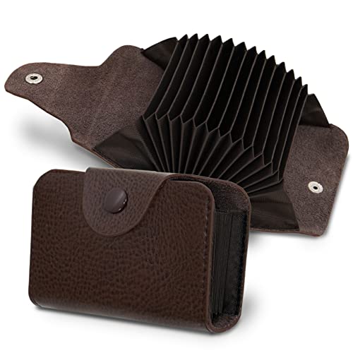 Storite 13 Slots Leather Credit Card Holder Wallet for Men & Women (10.5 x 7.5 x 2.6 cm, Brown)