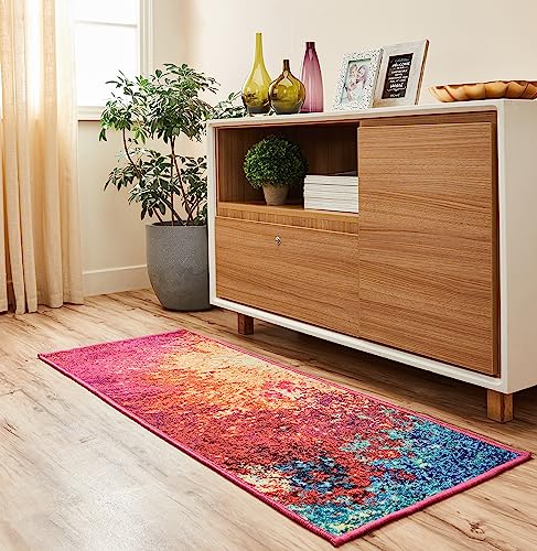 Amazon Brand – Solimo 3D Printed Abstract Bedside Runner Carpet with Anti Skid Backing for Bedroom |Living Room |Office (55×140 cm)