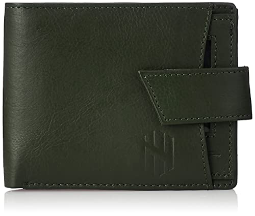 Nelle Harper Men’s Leather Bifold Wallet, Dark Green, (NHMLWV004)
